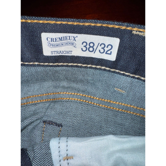 Cremeux Premium Denim Straight Leg Jeans Men’s Size 38x32 Blue Dark Wash READ - Picture 3 of 7
